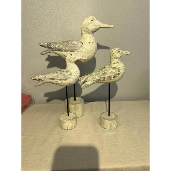 Vintage Carved Wood White Duck On Metal Rod Pedestal PRIMITIVE ARTIST MADE 13” - Picture 2 of 9